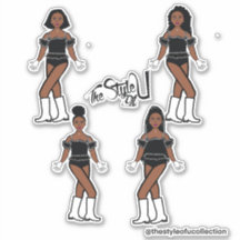 Ruffle Majorette / Dancer Stickers Zwart Diamond