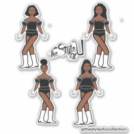 Ruffle Majorette / Dancer Stickers Zwart Diamond