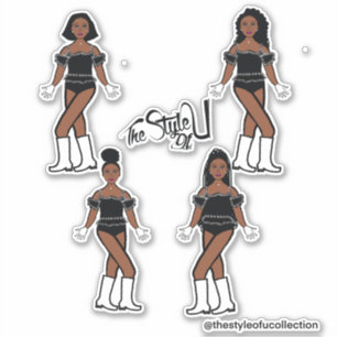Ruffle Majorette / Dancer Stickers Zwart Diamond