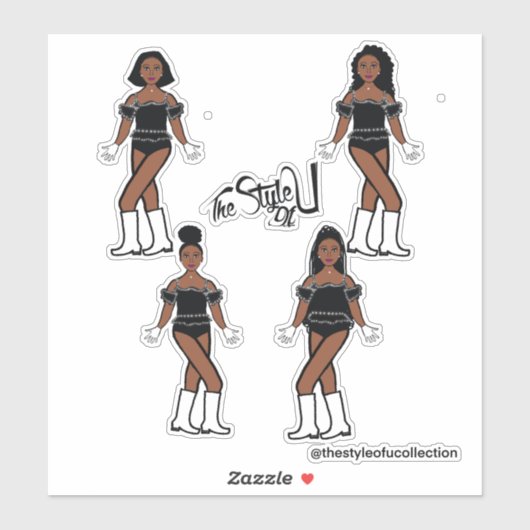Ruffle Majorette / Dancer Stickers Zwart Diamond (Vel)