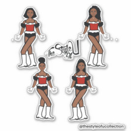 Ruffle Majorette / Dancer Stickers Zwart/Rood/Wit