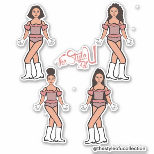 Ruffle Majorette / Danser Stickers Perzik Blend (Voorkant)