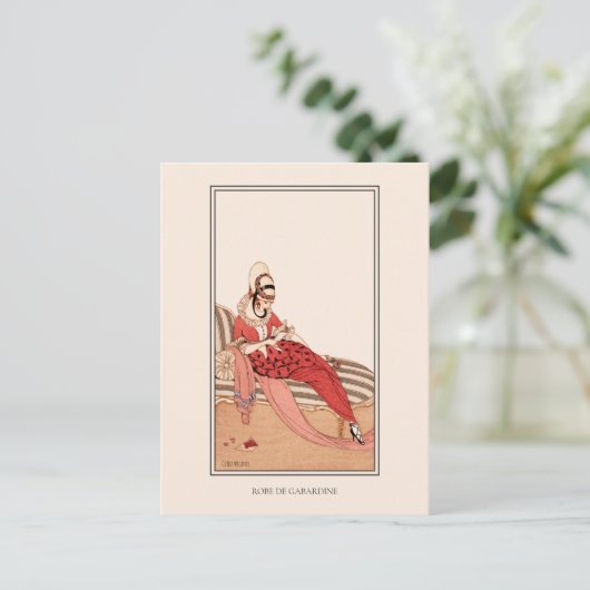 Ruffled Dress Wegener Franse Nouveau Mode Briefkaart (Staand voorkant)