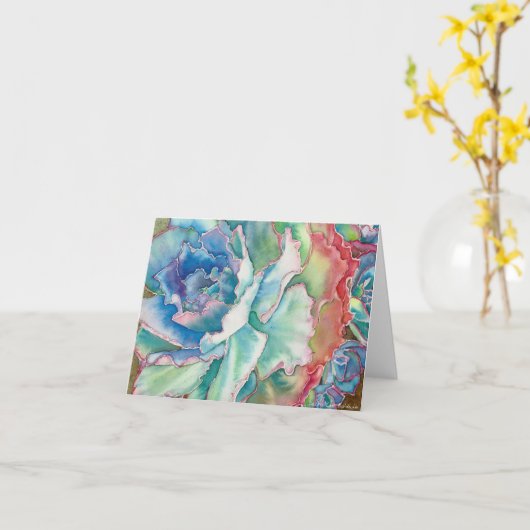 Ruffled Echeveria Watercolor by DLB Card Kaart (Gele Bloem)
