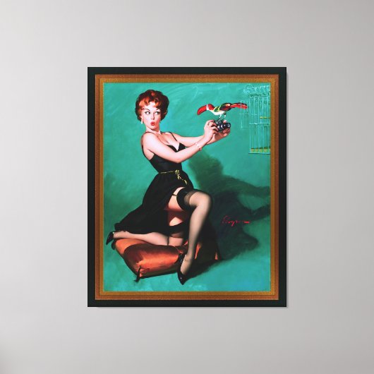 Ruffled Feathers door Gil Elvgren Canvas Afdruk (Voorkant)