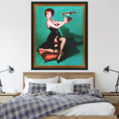 Ruffled Feathers door Gil Elvgren Canvas Afdruk (Insitu (Slaapkamer))