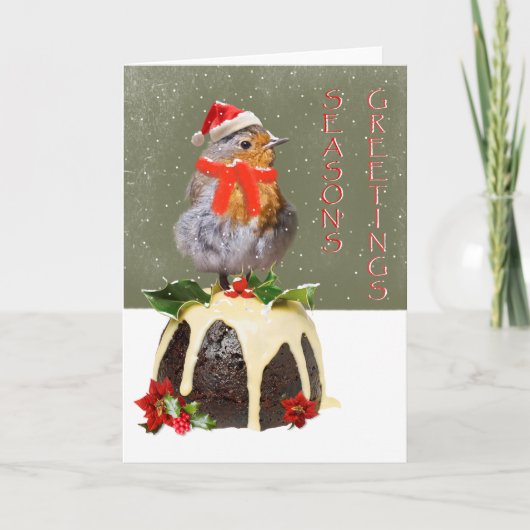 Ruffled Robin Christmas Kaart (blanco tekst) (Voorkant)