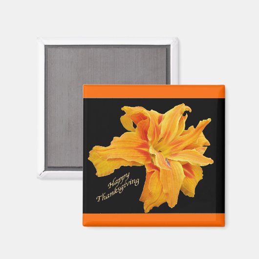 Ruffled Sinaasappel Lily Happy Thanksgiving Magnet (Voorkant / Achterkant)