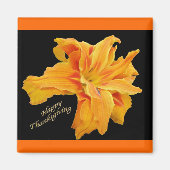 Ruffled Sinaasappel Lily Happy Thanksgiving Magnet (Voorkant)