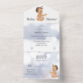 Ruffles Cute Girl met parells-Baby shower All In One Uitnodiging (Binnen)