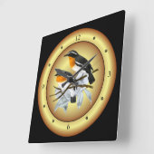 Rufous-Chested Flycatcher ~ Gold/Black Background~ Vierkante Klok (Hoek)
