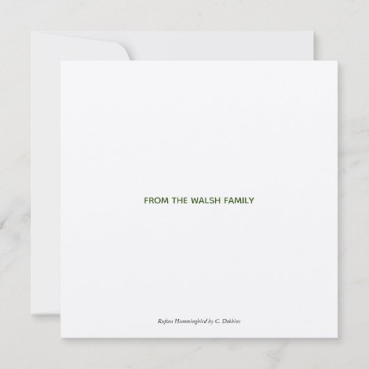 Rufous Hummingbird Bedankkaart (Achterkant)