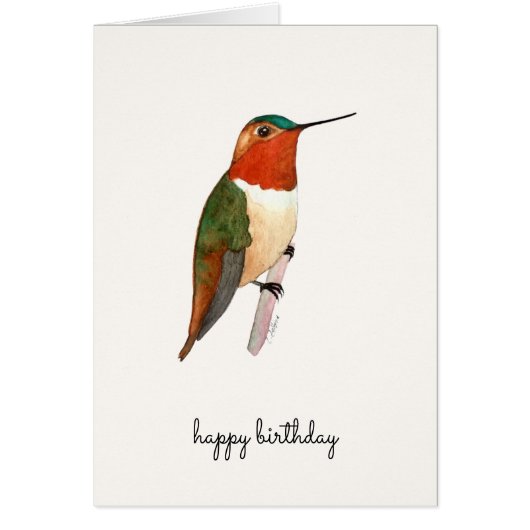 Rufous Hummingbird Birthday Kaart (Voorkant)