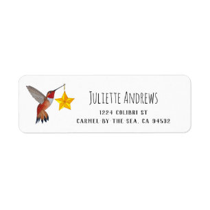 Rufous Hummingbird en Star Return Adreslabel Etiket