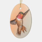 Rufous Hummingbird in Flight Monogram Name Keramisch Ornament (Links)
