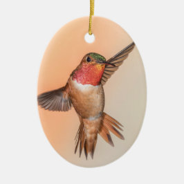 Rufous Hummingbird in Flight Monogram Name Keramisch Ornament