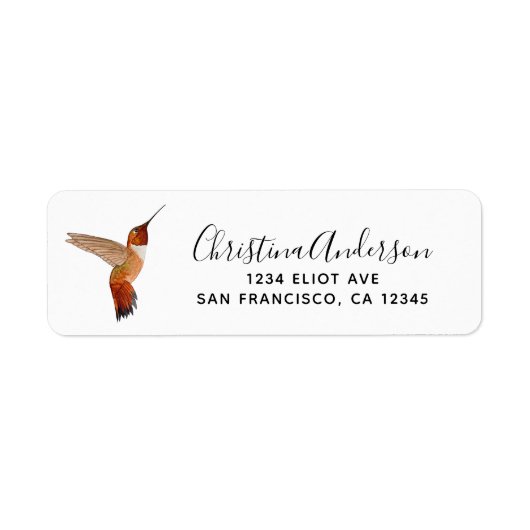 Rufous Hummingbird Label (Voorkant)