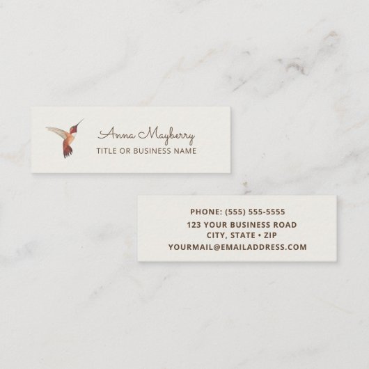 Rufous Hummingbird Mini Visitekaartje (Voorkant / Achterkant)