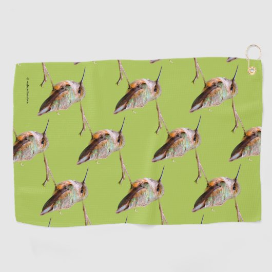 Rufous Hummingbird op California Lila Branch Golfhanddoek (Horizontaal)