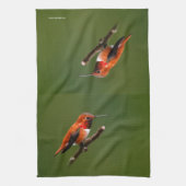 Rufous Hummingbird op de Cherry Tree Theedoek (Verticaal)