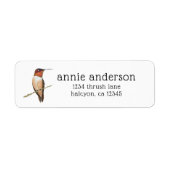 Rufous Hummingbird Return Address Label (Voorkant)