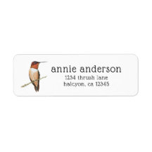 Rufous Hummingbird Return Address Label