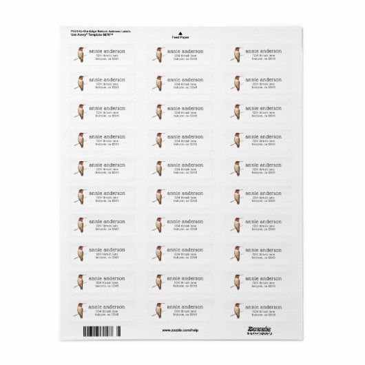 Rufous Hummingbird Return Address Label (Full Sheet)