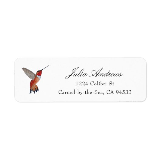 Rufous Hummingbird Return Address Label (Voorkant)