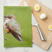 Rufous Hummingbird Sitting in California Lila Theedoek (Quarter Fold)