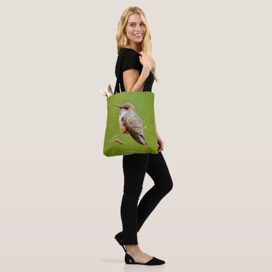 Rufous Hummingbird Sitting in California Lila Tote Bag (Op model)