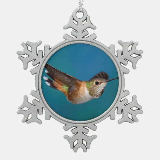 Rufous Hummingbird Tin Sneeuwvlok Ornament (Voorkant)