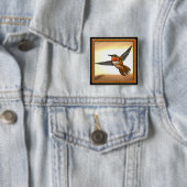 Rufous Hummingbird Vierkante Button 5,1 Cm (In situ)