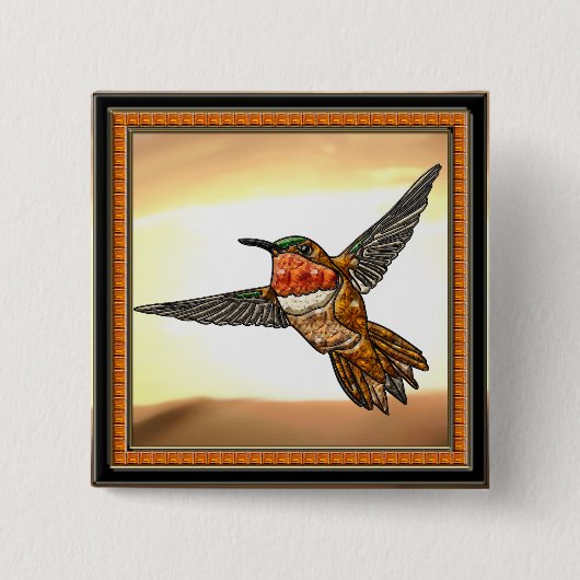 Rufous Hummingbird Vierkante Button 5,1 Cm (Voorkant)