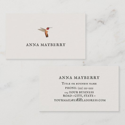 Rufous Hummingbird Visitekaartje (Voorkant / Achterkant)