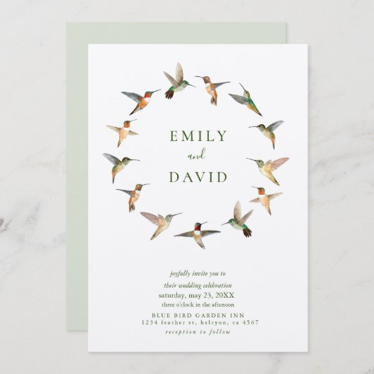 Rufous Hummingbird Wedding Invitation Kaart (Voorkant / Achterkant)