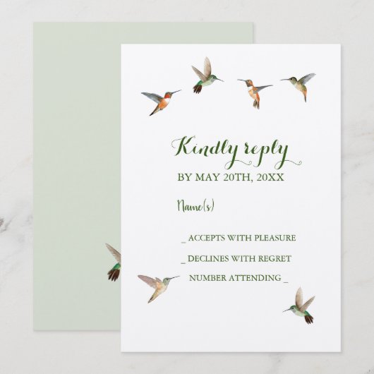 Rufous Hummingbird Wedding RSVP Uitnodiging (Voorkant / Achterkant)