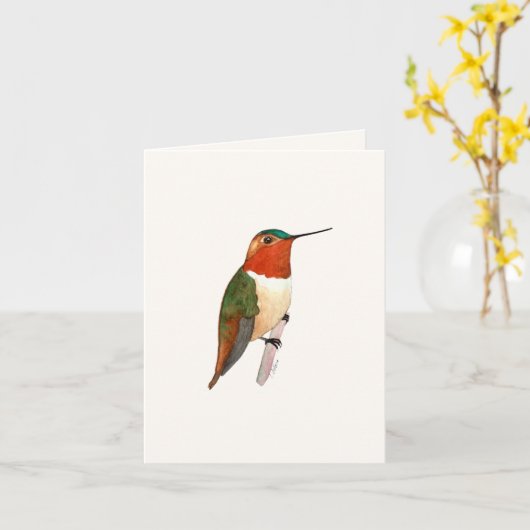 Rufous Hummingbird Wenskaart Kaart (Gele Bloem)