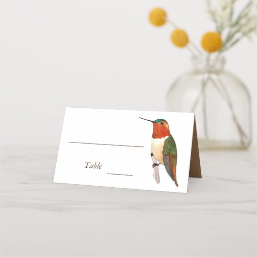 Rufous Hummingbirds Wedding Place Card Plaatskaartje (Voorkant)