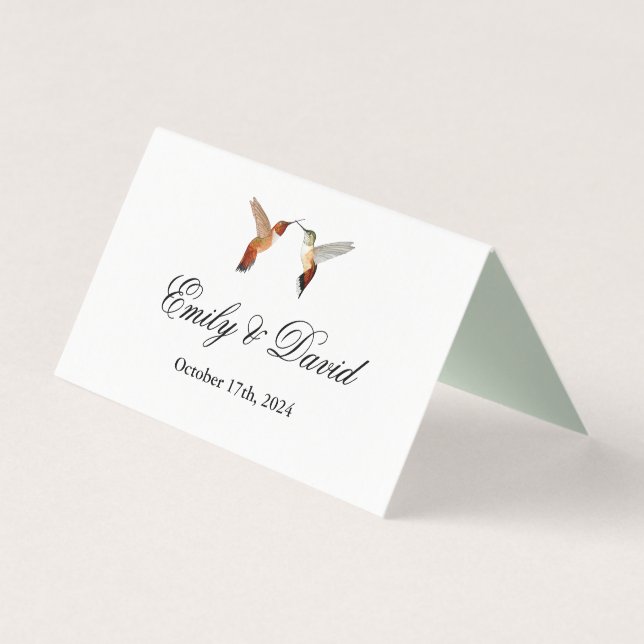 Rufous Hummingbirds Wedding Place Cards Kaart (Achterkant)