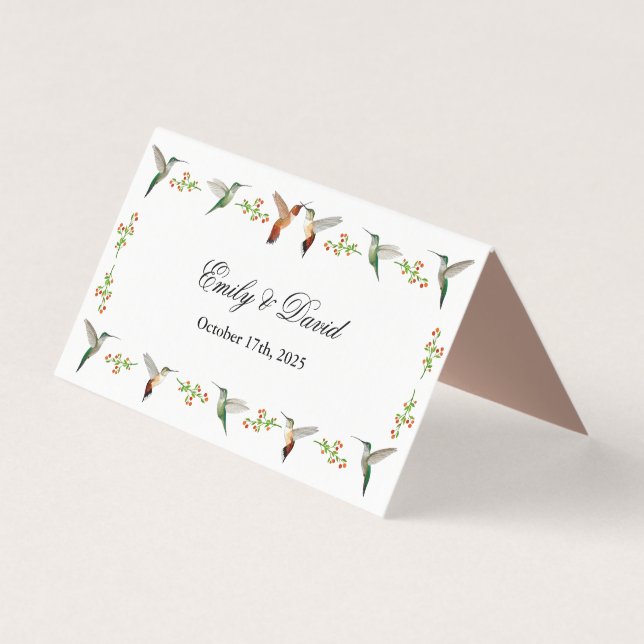 Rufous Hummingbirds Wedding Place Cards Kaart (Achterkant)
