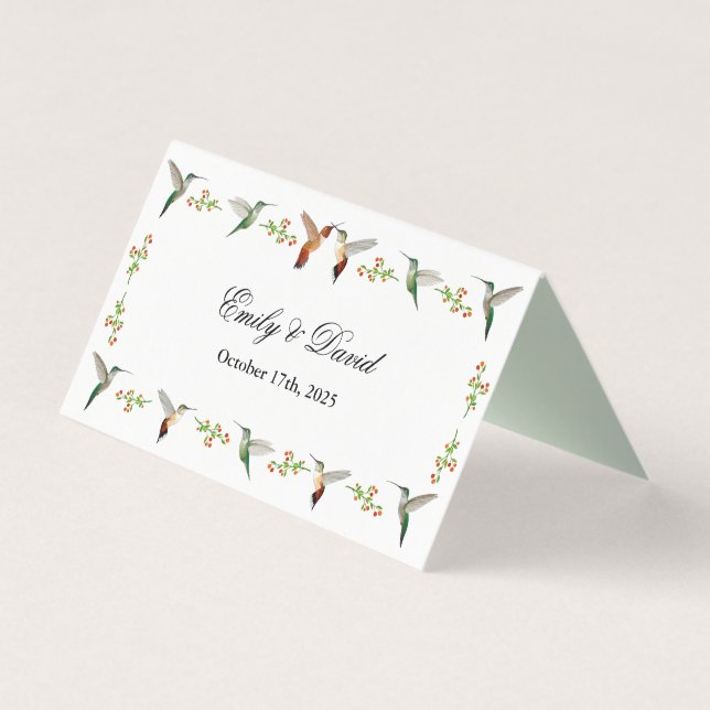 Rufous Hummingbirds Wedding Place Cards Kaart (Achterkant)
