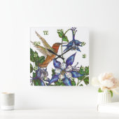 Rufous Kolibrie & Columbine Vierkante Klok (Huis)