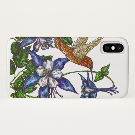 Rufous kolibrie en Columbine Case-Mate iPhone Case (Achterkant (horizontaal))