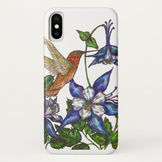 Rufous kolibrie en Columbine Case-Mate iPhone Case (Achterkant)