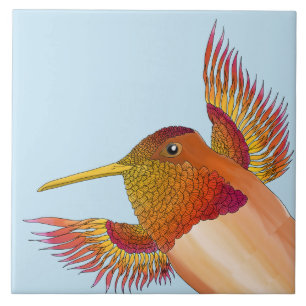 Rufous kolibrie op een keramische Tegel Tegeltje