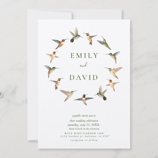 Rufous kolibries bruiloft kaart (Voorkant)