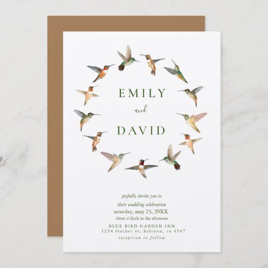 Rufous kolibries bruiloft kaart (Voorkant / Achterkant)