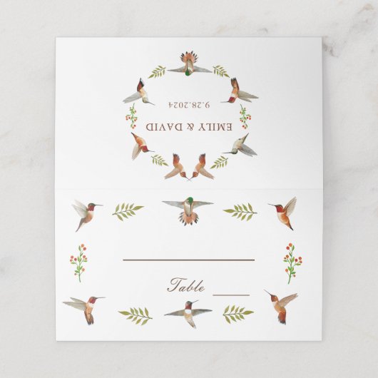 Rufous kolibries bruiloft plaatskaartje (Buitenkant ongevouwen)