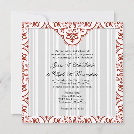 Rufous Wedding Damask DIY Kaart (Achterkant)