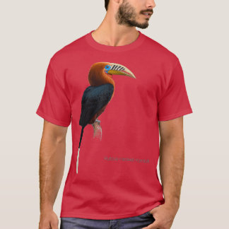 Rufousnecked Hornbill gedetailleerde vogelillustra T-shirt